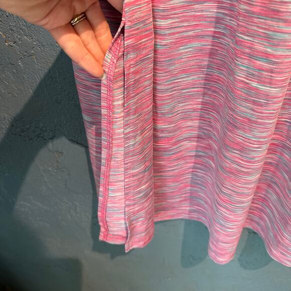 Indigo Soul size small maxi dress Wrinkle Free Pink Blue Stripes Comfy Boho - Picture 3 of 7